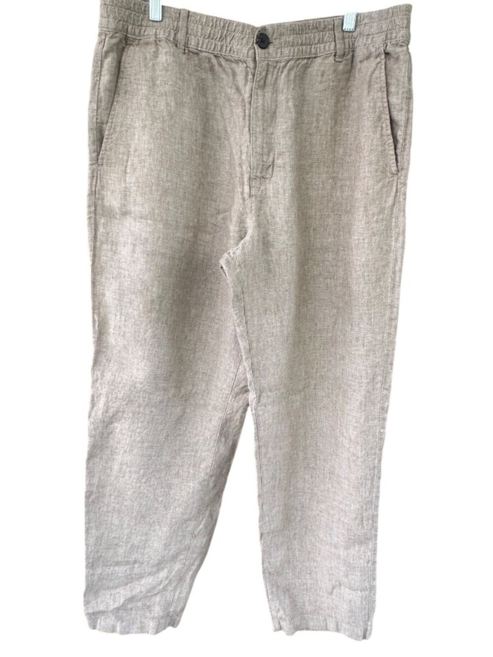 Madewell Beige Linen-Blend Relaxed Fit Pants Size L With Elastic Waist